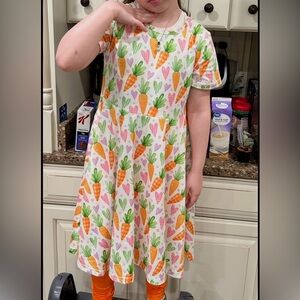 Colorful Easter Dress with Carrot and Heart Print